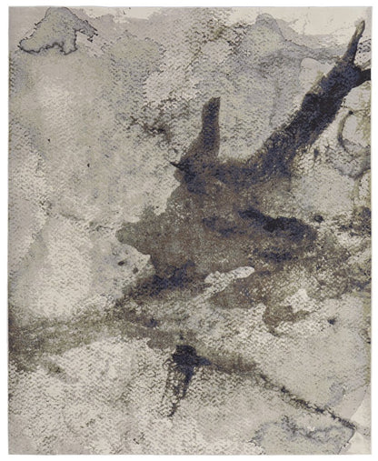 9' X 12' Taupe Brown And Black Abstract Area Rug