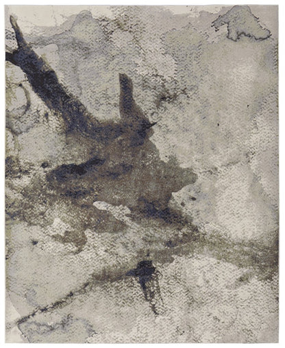 9' X 12' Taupe Brown And Black Abstract Area Rug
