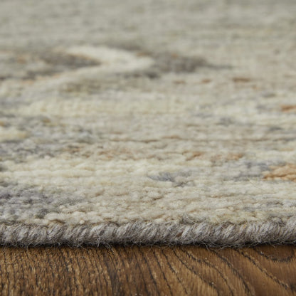 9' X 13' Ivory Gray and Orange Wool Moroccan Hand Knotted Area Rug