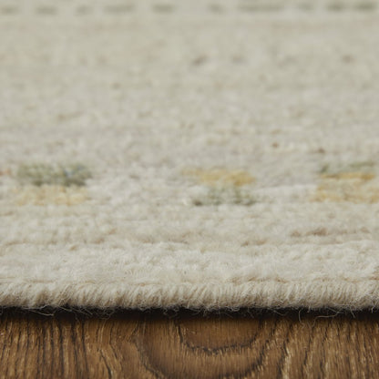 9' X 13' Gray Tan and Green Wool Abstract Hand Knotted Area Rug