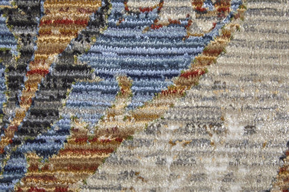 9' X 13' Gray Black and Red Ikat Power Loom Area Rug