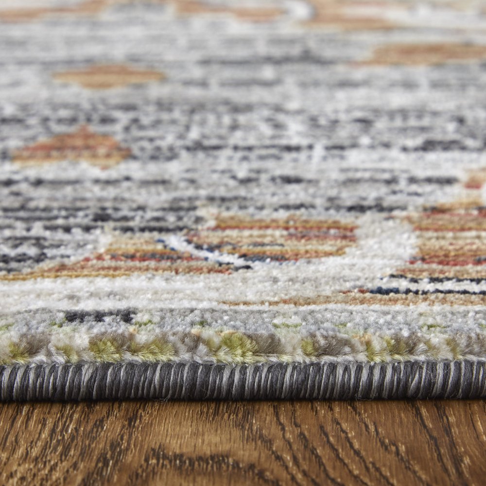 9' X 13' Gray Black and Red Ikat Power Loom Area Rug