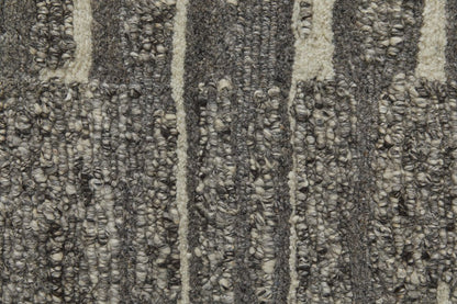 9' X 13' Gray Ivory and Taupe Abstract Hand Woven Area Rug