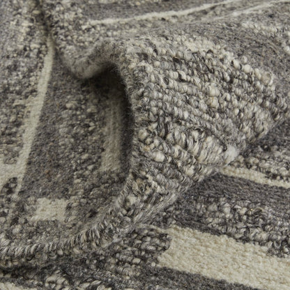 9' X 13' Gray Ivory and Taupe Abstract Hand Woven Area Rug
