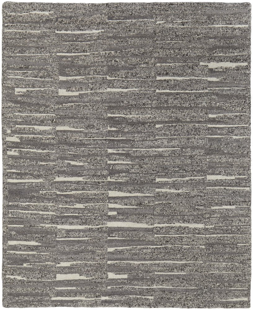9' X 13' Gray Ivory and Taupe Abstract Hand Woven Area Rug