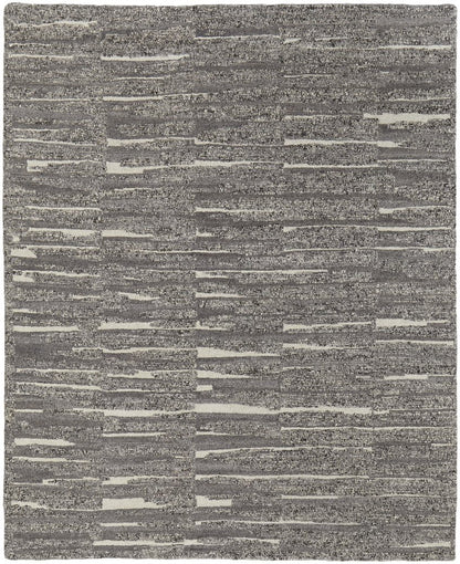 9' X 13' Gray Ivory and Taupe Abstract Hand Woven Area Rug