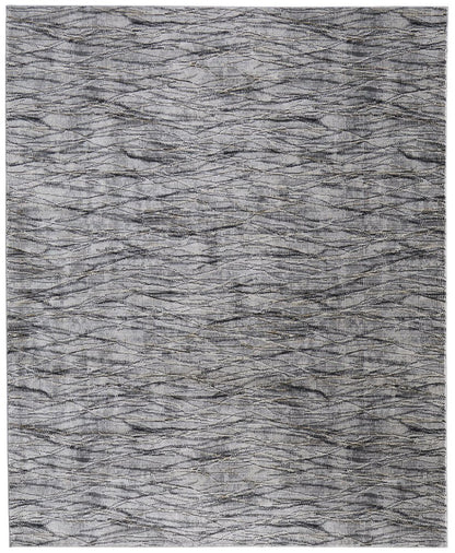9' X 13' Gray Ivory and Tan Abstract Power Loom Area Rug