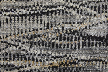 9' X 13' Gray Ivory and Tan Abstract Power Loom Area Rug