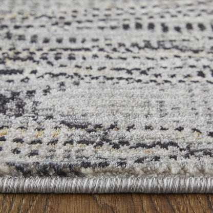 9' X 13' Gray Ivory and Tan Abstract Power Loom Area Rug
