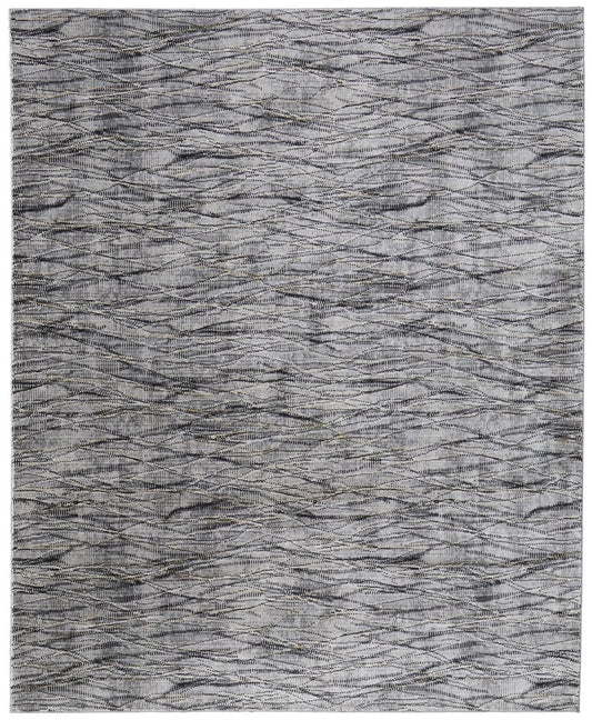 9' X 13' Gray Ivory and Tan Abstract Power Loom Area Rug