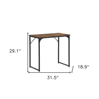 32" Brown and Black Wood and Metal H-Shape Computer Desk