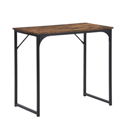 32" Brown and Black Wood and Metal H-Shape Computer Desk