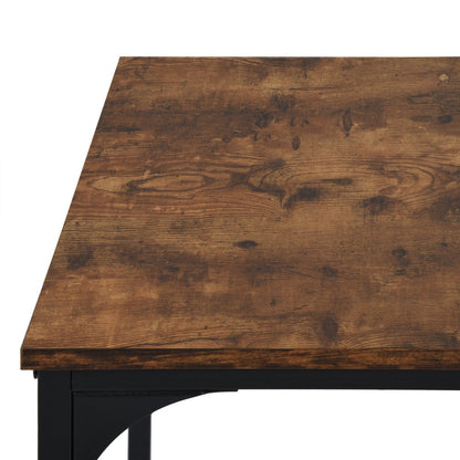 32" Brown and Black Wood and Metal H-Shape Computer Desk