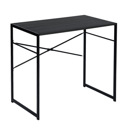 39" Brown and Black Wood and Metal H-Shape Computer Desk
