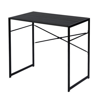 39" Brown and Black Wood and Metal H-Shape Computer Desk