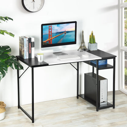47" Black and White Wood and Metal H-Shape Computer Desk