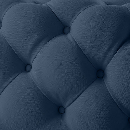 33" Navy Blue Velvet Rolling Tufted Cocktail Ottoman