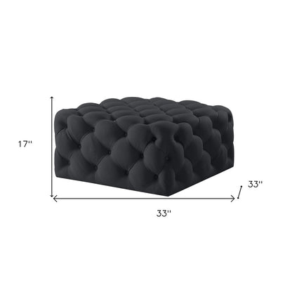 33" Navy Blue Velvet Rolling Tufted Cocktail Ottoman