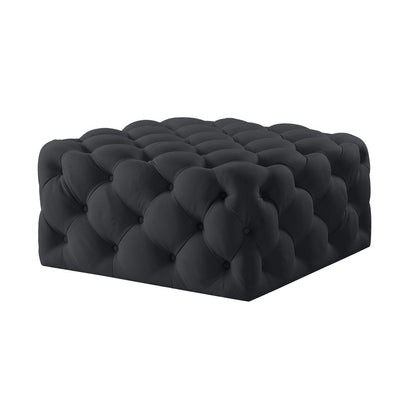 33" Navy Blue Velvet Rolling Tufted Cocktail Ottoman