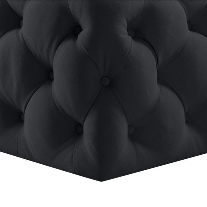 33" Navy Blue Velvet Rolling Tufted Cocktail Ottoman