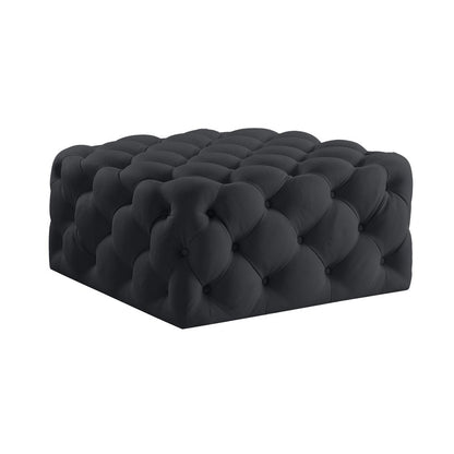 33" Navy Blue Velvet Rolling Tufted Cocktail Ottoman