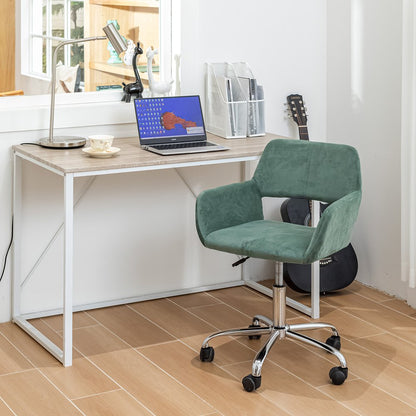 Green and Silver Upholstered and Steel Adjustable Swivel Rolling Office Chair