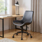 Black Upholstered Faux Leather and Steel Adjustable Swivel Rolling Office Chair