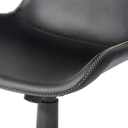 Black Upholstered Faux Leather and Steel Adjustable Swivel Rolling Office Chair