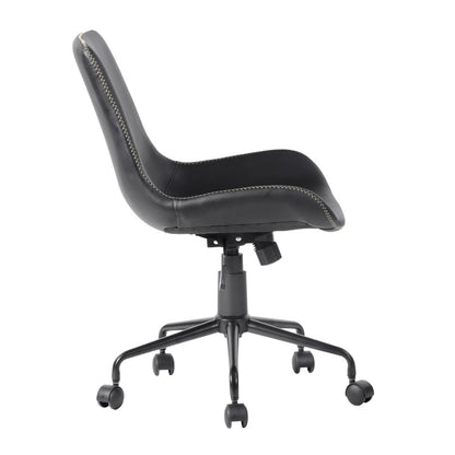 Black Upholstered Faux Leather and Steel Adjustable Swivel Rolling Office Chair