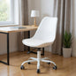 White Upholstered Plastic Acrylic and Steel Adjustable Swivel Rolling Office Chair
