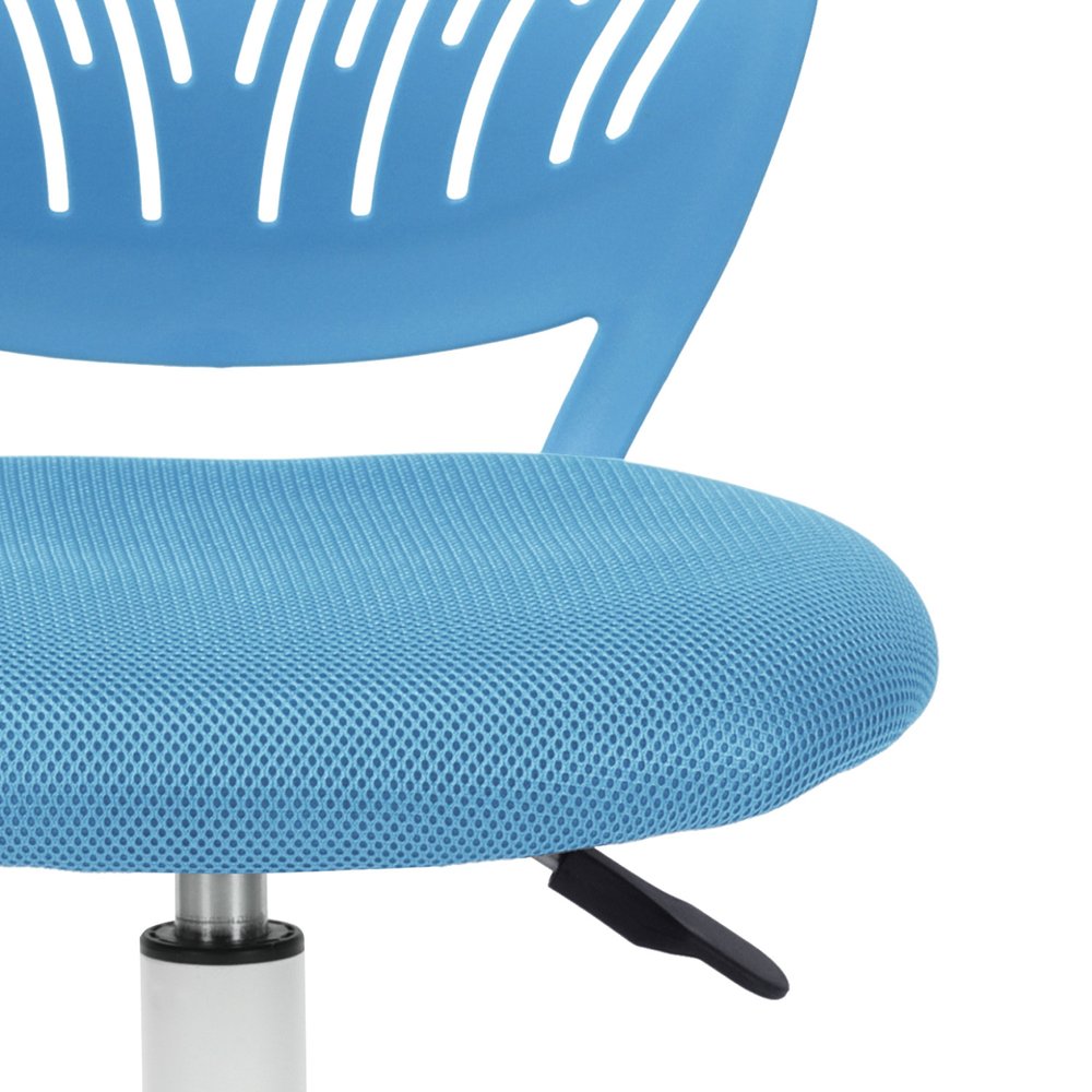 Silla de oficina giratoria con ruedas y altura ajustable en azul cian y blanco