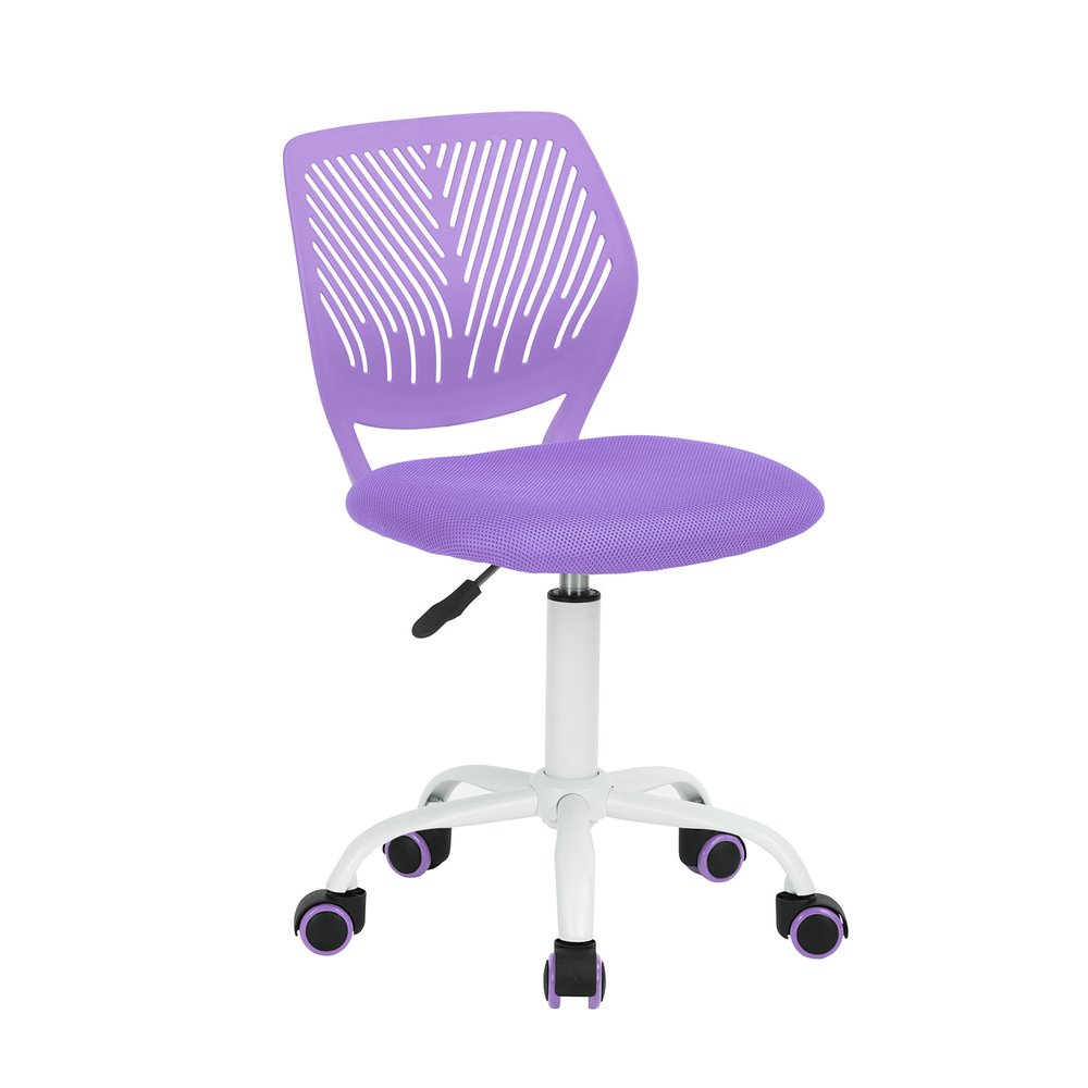 Silla de oficina giratoria con ruedas y altura ajustable en azul cian y blanco