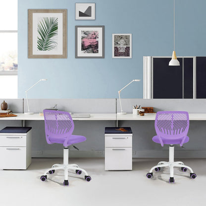 Silla de oficina giratoria con ruedas y altura ajustable en azul cian y blanco