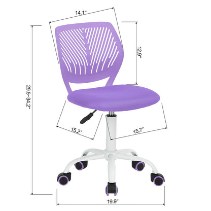 Silla de oficina giratoria con ruedas y altura ajustable en azul cian y blanco