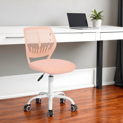 Silla de oficina giratoria con ruedas y altura ajustable en azul cian y blanco