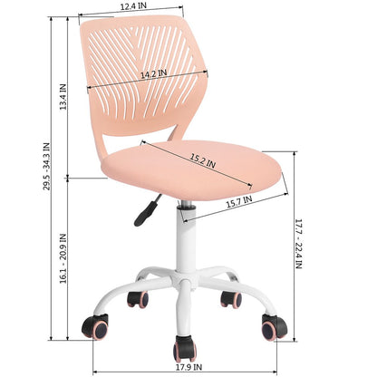 Silla de oficina giratoria con ruedas y altura ajustable en azul cian y blanco