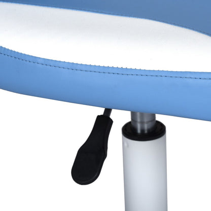 Blue and White Adjustable Height Swivel Rolling Office Chair