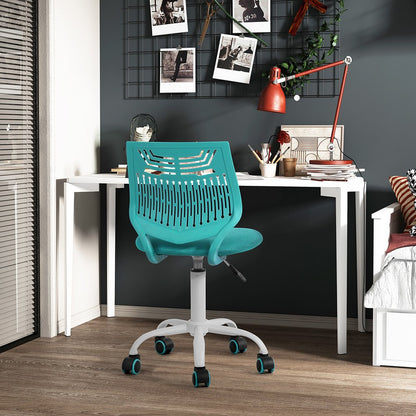 Purple and White Adjustable Height Swivel Rolling Office Chair