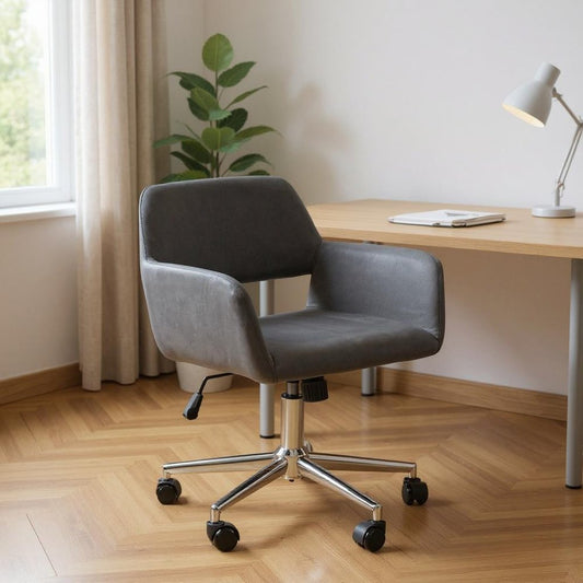 Gray and Silver Adjustable Height Swivel Rolling Office Chair
