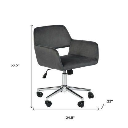 Gray and Silver Adjustable Height Swivel Rolling Office Chair
