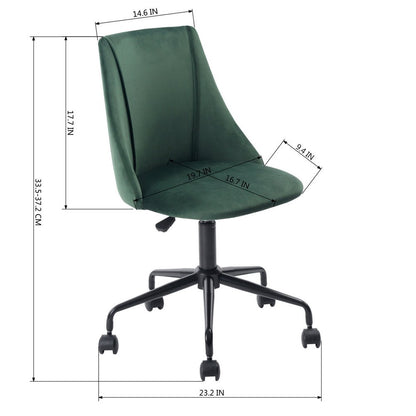 Green and Black Adjustable Height Swivel Rolling Office Chair