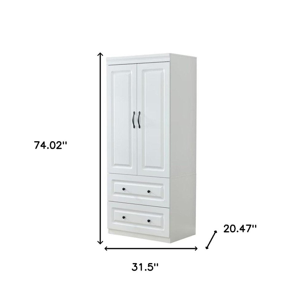 Cómoda blanca de 74" con dos puertas y dos cajones