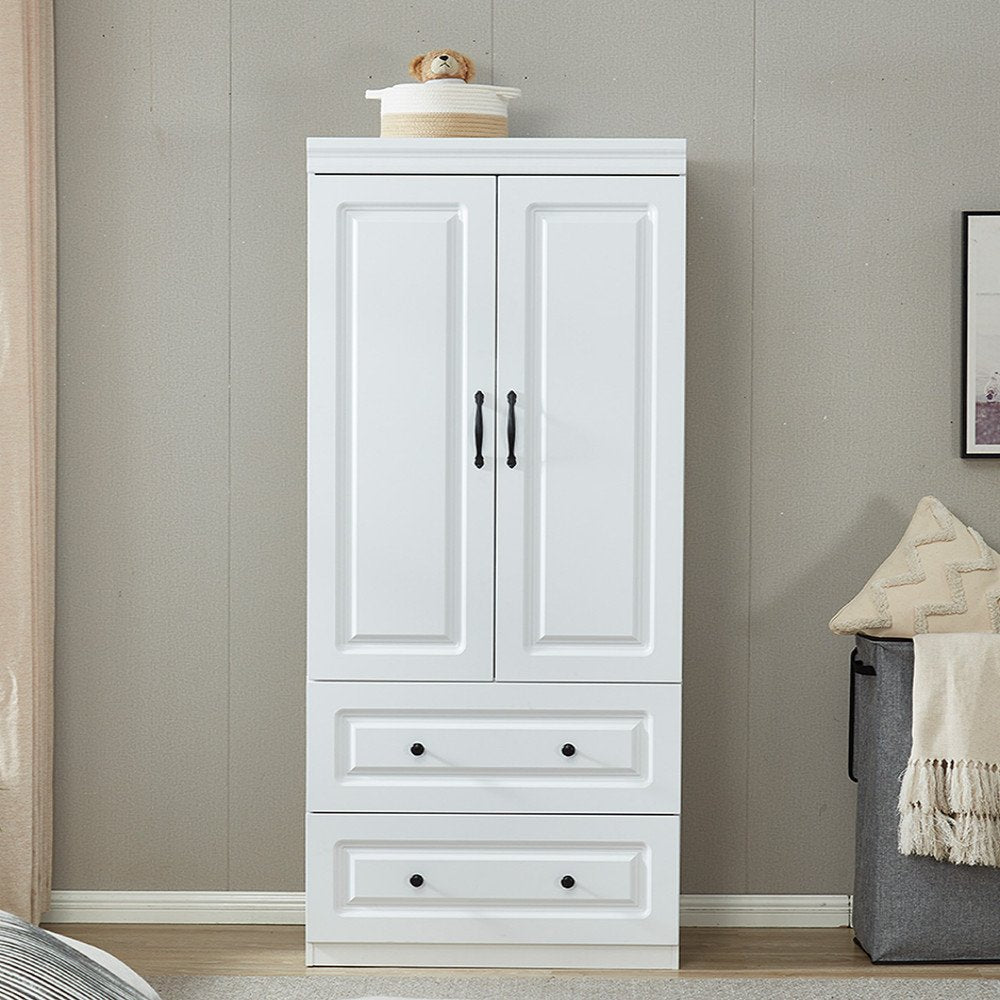 Cómoda blanca de 74" con dos puertas y dos cajones