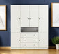 Cómoda de madera blanca de 74" con seis puertas y tres cajones