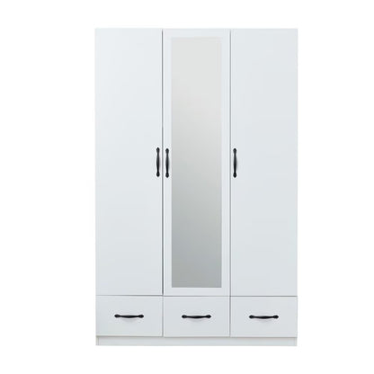 Cómoda blanca de 74" con espejo, tres puertas y tres cajones