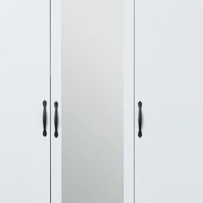 Cómoda blanca de 74" con espejo, tres puertas y tres cajones