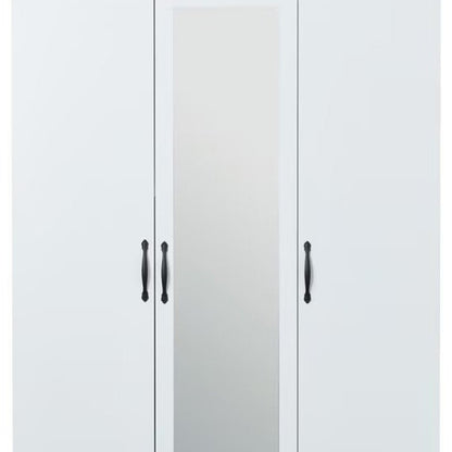 Cómoda blanca de 74" con espejo, tres puertas y tres cajones