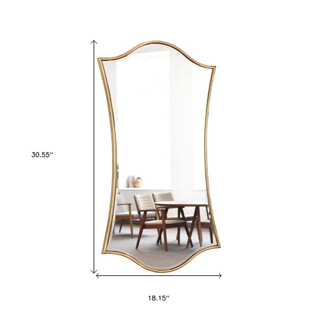 31" Gold Scalloped Metal Framed Accent Mirror