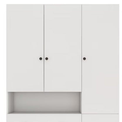 74" White Four Door Three Drawer Combo Dresser