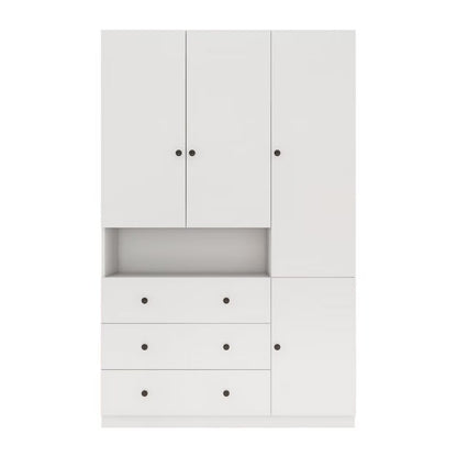 74" White Four Door Three Drawer Combo Dresser